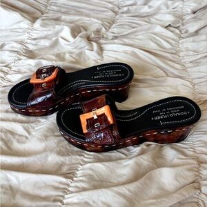 Vintage Donald J. Pliner Women's Brown Slide Sandals